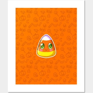 Cute little monster candy corn pattern Posters and Art